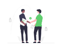 Kunde und Freelancer besprechen Design für 3D-Druckservice